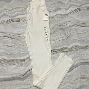High rise skinny white jeans